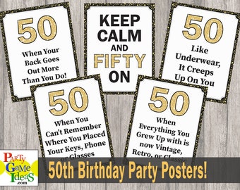 Funny Birthday Party Decorations, 50th Happy Birthday Posters, Signs, 50th Birthday Quotes, Office Party, Printable Jokes, Pranks, Gags