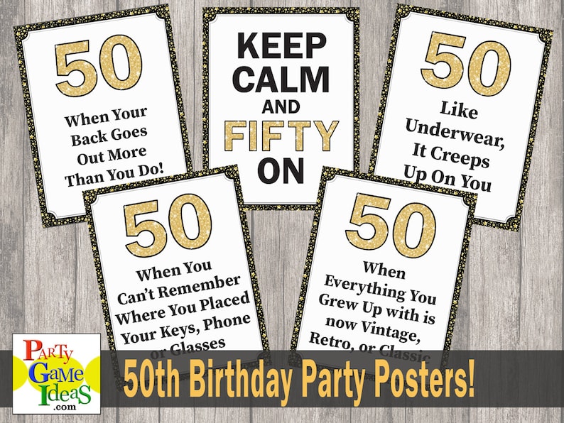 Funny Birthday Party Decorations, 50th Happy Birthday Posters, Signs