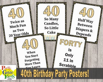 Décorations de fête de 40e anniversaire, affiches drôles de joyeux anniversaire pour une fête de 40e anniversaire, panneaux d'anniversaire, idées 40e anniversaire, citations, fête de bureau,