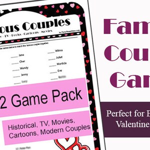 Printable Famous Couples Game Wedding &amp; Bridal Shower Games - Etsy