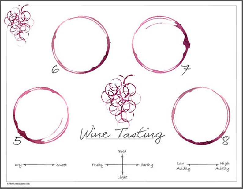 Wine Tasting Party Kit - Printable Wine Tastings Placemats, Rating ...