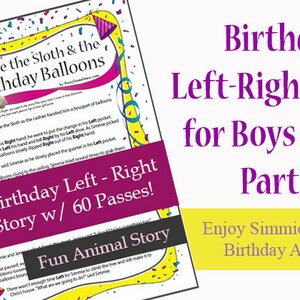 Printable Birthday Left Right Game - Sloth &amp; the Birthday Balloons ...