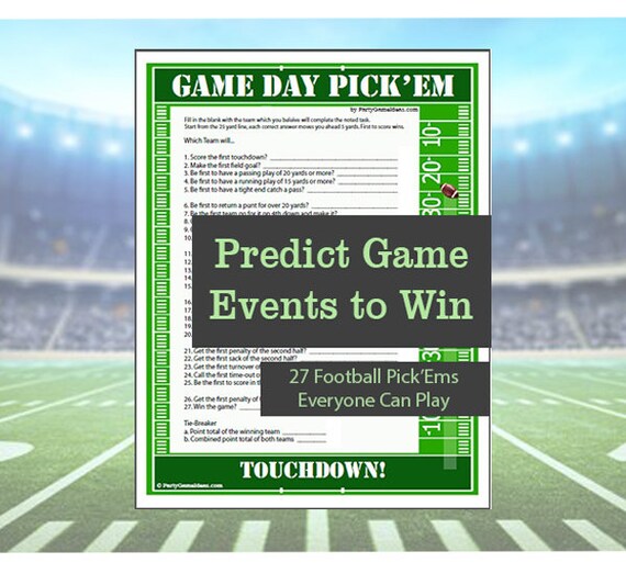 Football Pick 'em Party Game Interactive Printable Football Party