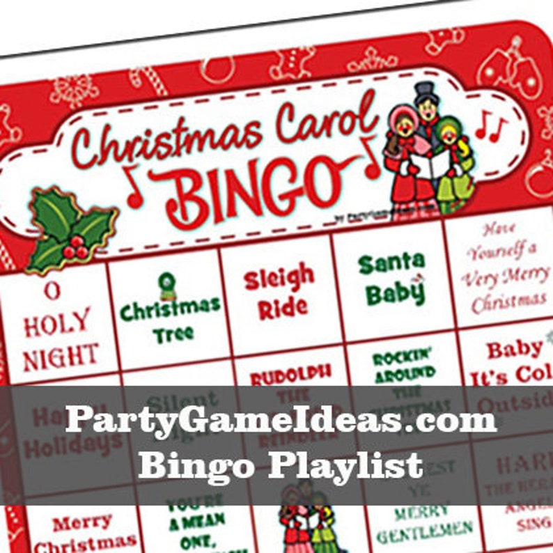 Christmas Carol Bingo 25 Card Pack Christmas Music And Etsy