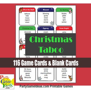 116 Christmas Taboo Game Cards - Printable Christmas Party Game - Christmas Taboo like game for Teens and Adults