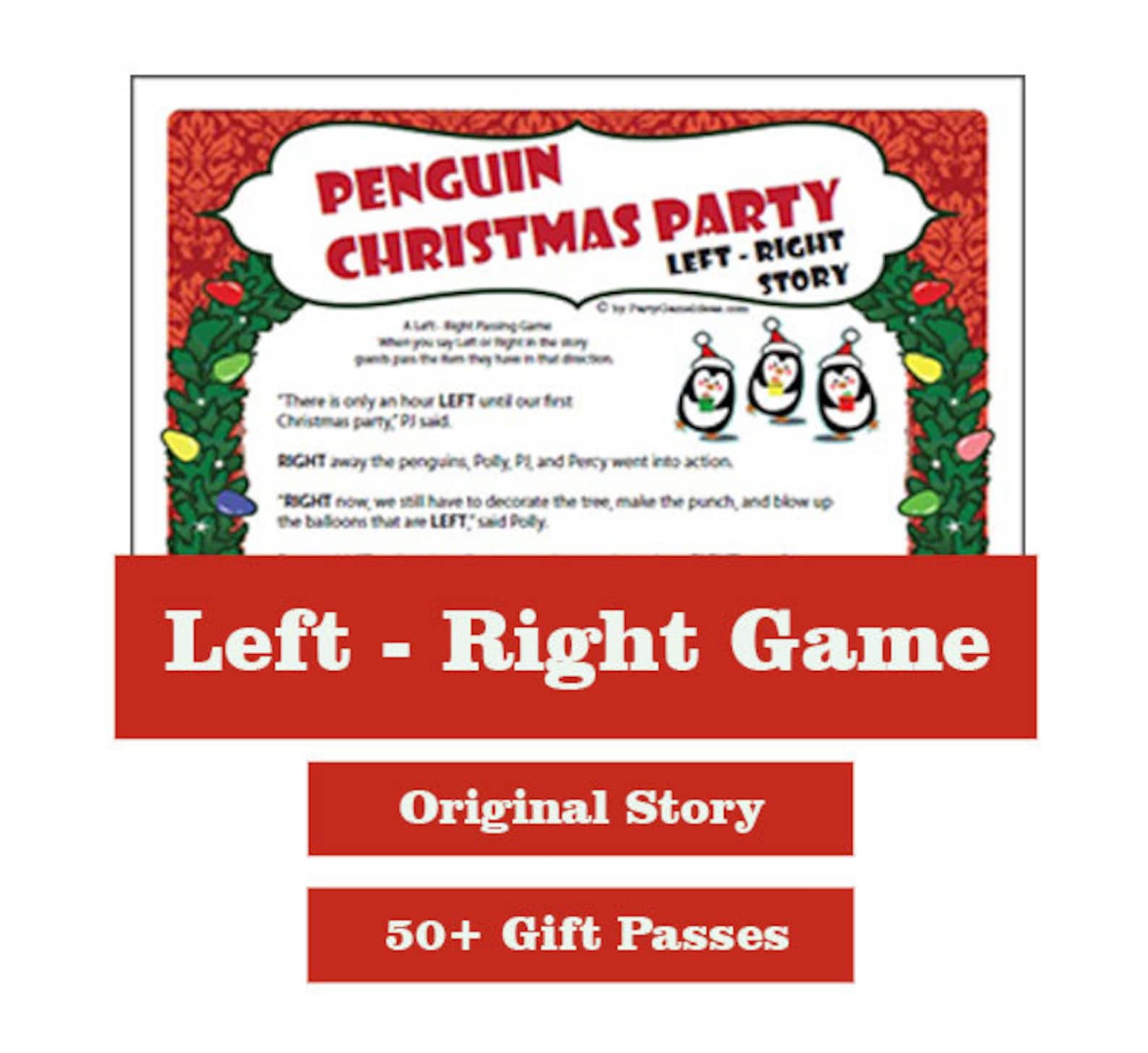 Penguin Christmas Party Left Right Story Holiday Left Right Gift Passing Gift Exchange - Etsy