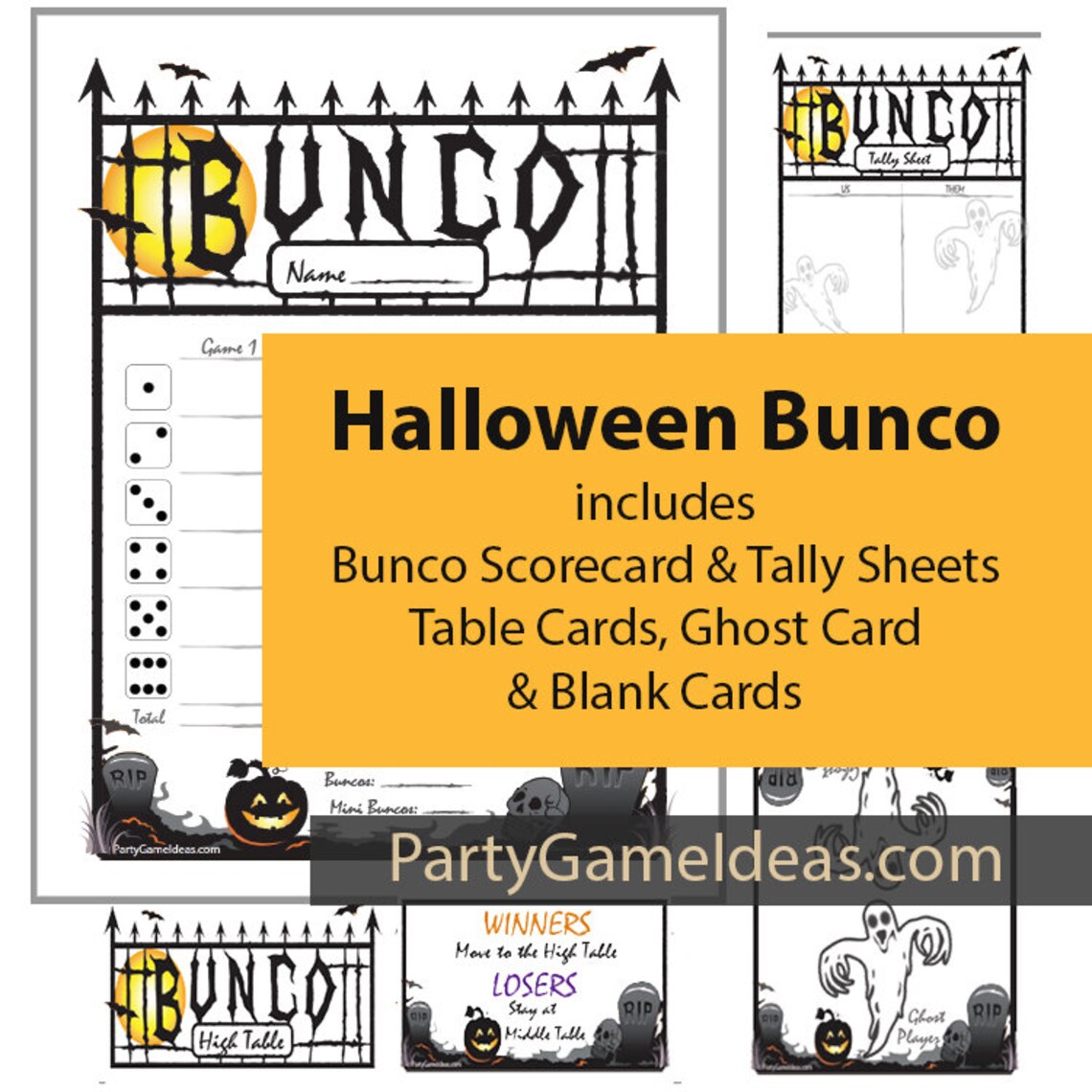 Halloween Bunco Printable Halloween Bunco Scorecards Tally | Etsy