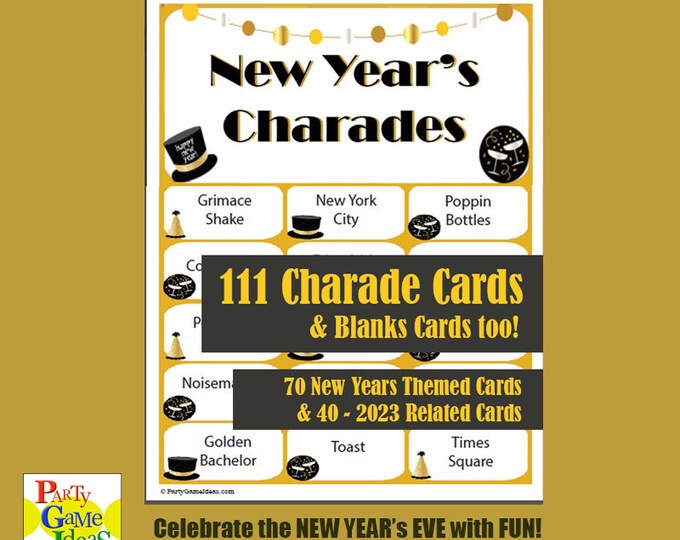 111 New Year's Charades, New Year's Eve Party Game for Teens & Adults
