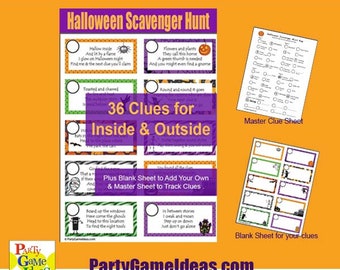 Printable Halloween Scavenger Hunt Clues - Etsy