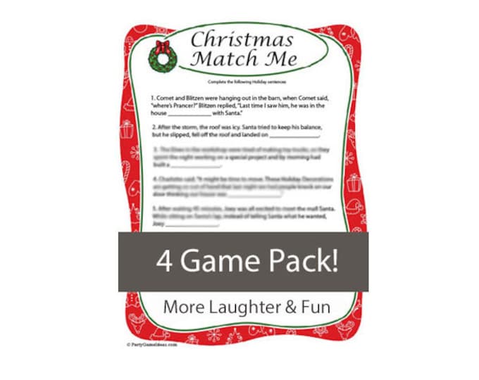 Christmas Match Me Fun Holiday Match Game Adult Christmas Party Game