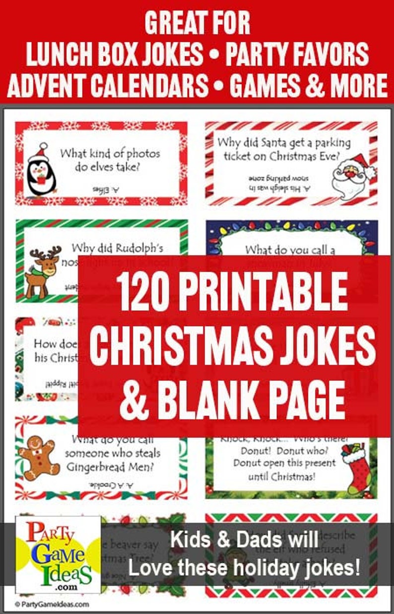 120 Christmas Jokes for Kids Printable Christmas Lunch Box Etsy