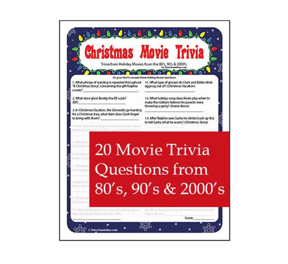 Christmas Movie Trivia Game Printable Christmas Holiday Etsy