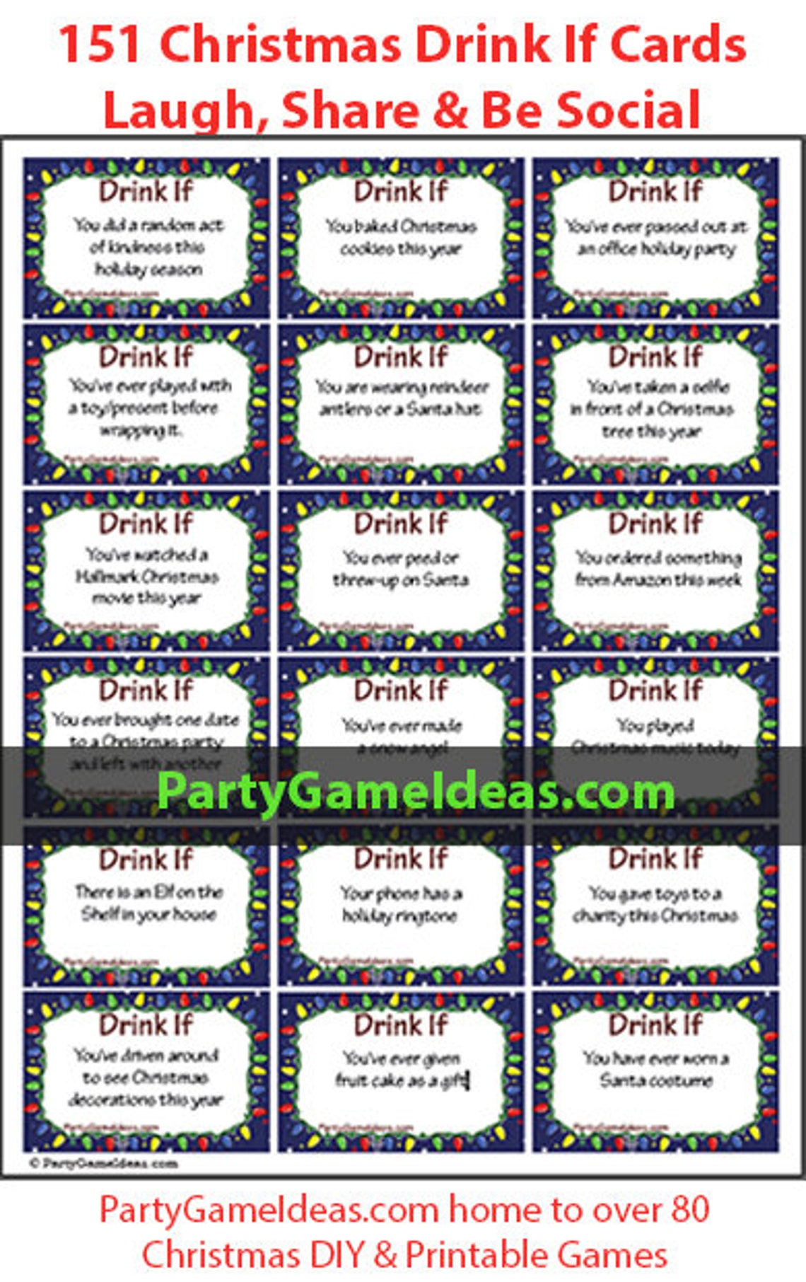 Drink If Game – Jolly Santa Claus Edition, 24 Holiday Party Cards, Fun Christmas Drinking Game For Adults - View #4