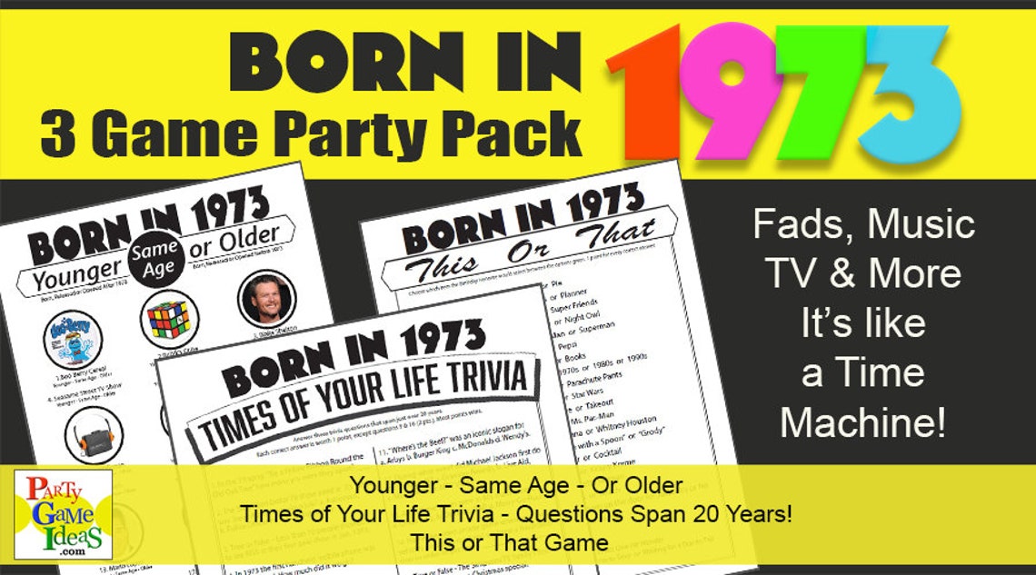 50th Birthday Party Games Born In 1973 Printable Games For 50 Etsy