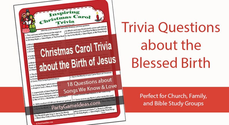Christmas Carol Trivia Game Printable Christmas Bible Quiz - Etsy
