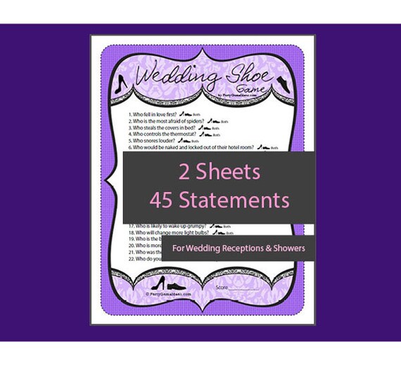 Fun New Wedding Shoe Game Questions Printable Wedding Etsy