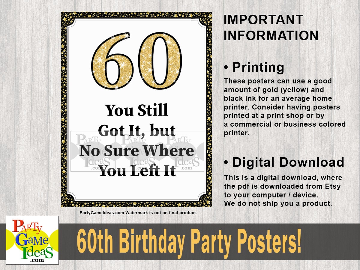 60th Birthday Party Decorations Happy Birthday Posters Jokes Pranks Il Fullxfull.5051473310 76z7