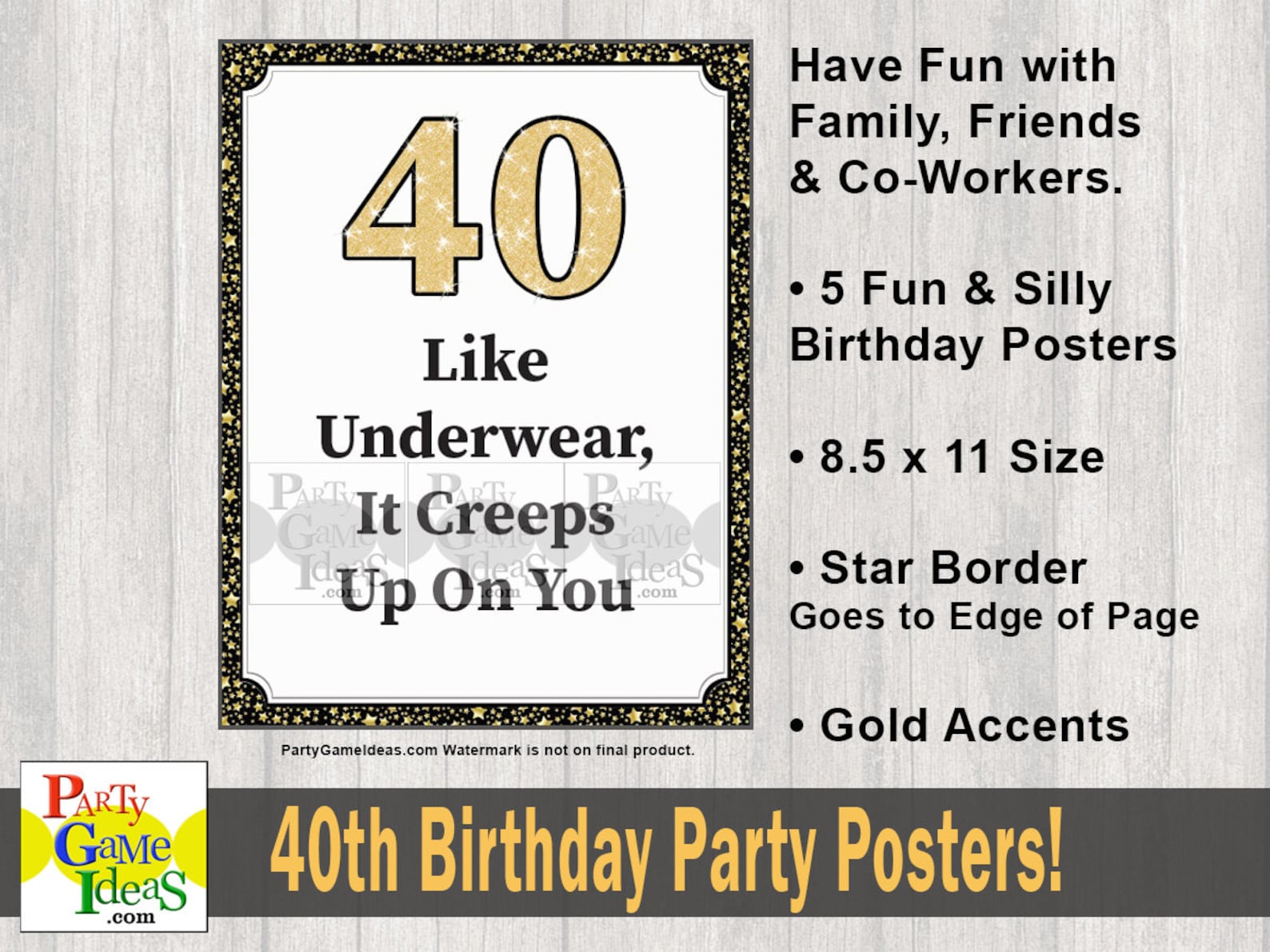 Funny Birthday Party Decorations, 40th Happy Birthday Posters, Birthday