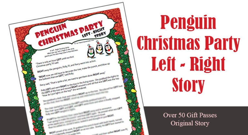 Penguin Christmas Party Left Right Story Holiday Left Right Gift Passing Gift Exchange - Etsy
