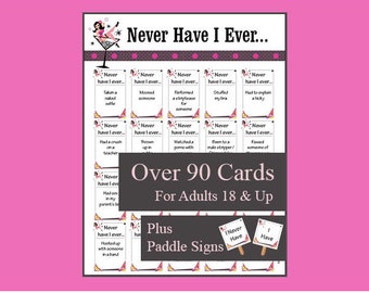 Never Have I Ever Game - Girls Night, Bachelorette Party Games - Printable Never Have I Ever Questions