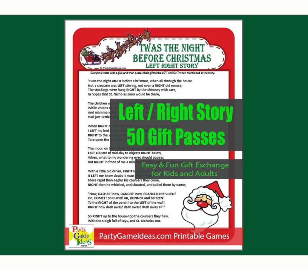 Twas the Night Before Christmas Left Right Story Printable - Etsy Hong Kong