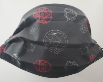 Alchemest symbolen gezichtsmasker, 100% katoen, verstelbare oorlussen