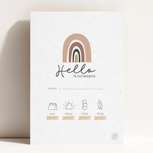 Póster de nacimiento para personalizar • Arcoíris • Nombre, día de nacimiento, hora, peso, altura • Decoración para bebé, regalo de nacimiento