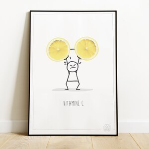 Poster 20x30 inch or 8x12 inch VitamineC Monsieur Citron Poster InsidePapers Humor and funny illustration Minimalist Style image 2