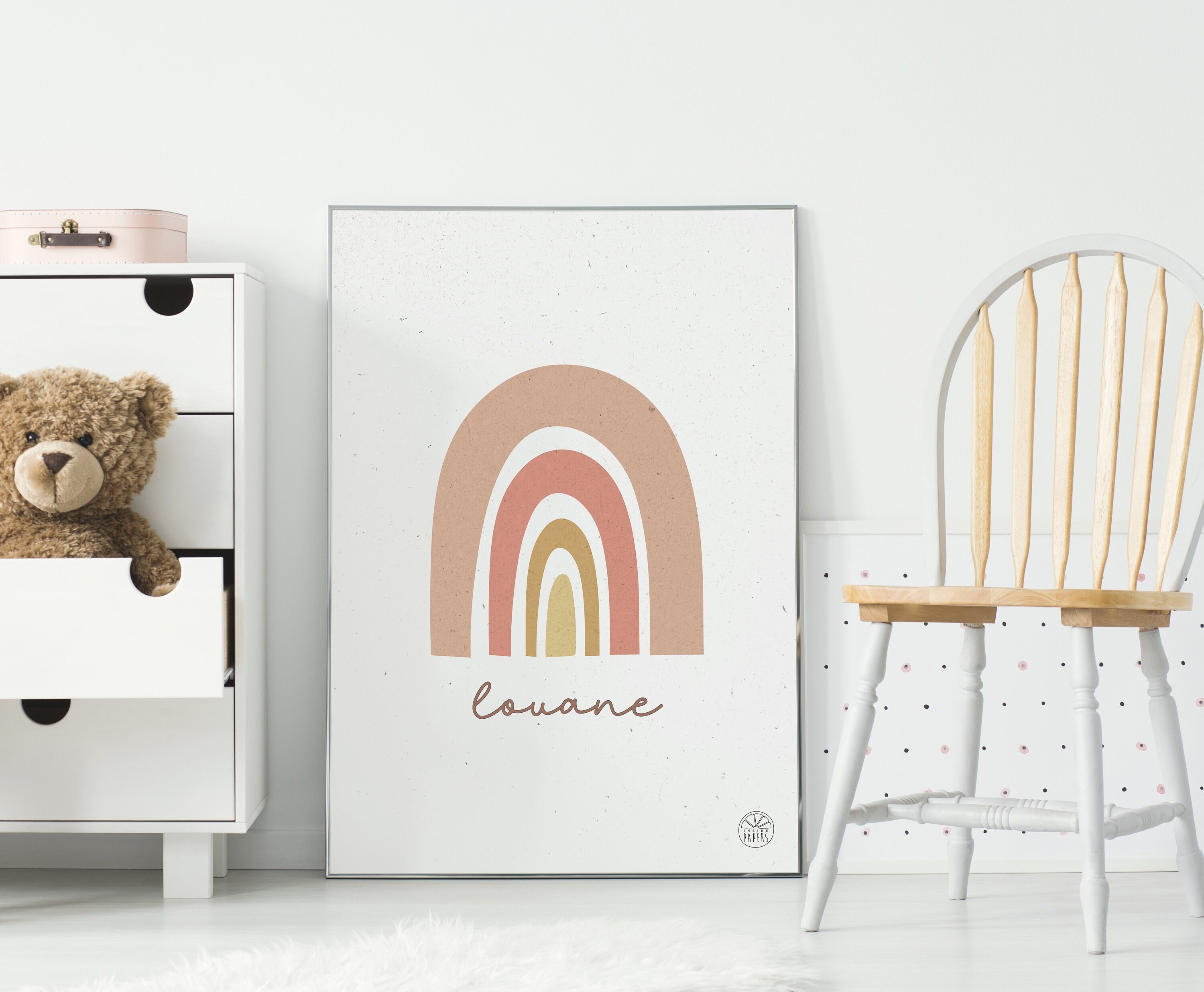 Affiche A4 Arc en Ciel Prénom à Personnaliser Rainbow Poster Décoration Chambre d'enfant