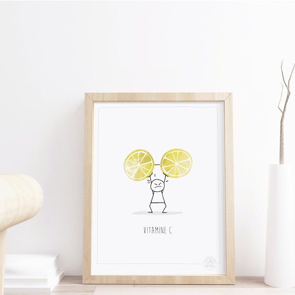 Affiche A4 / A3 • VitamineC • ©InsidePapers • Citron Lemon • Minimalisme illustration • Scandinave Style