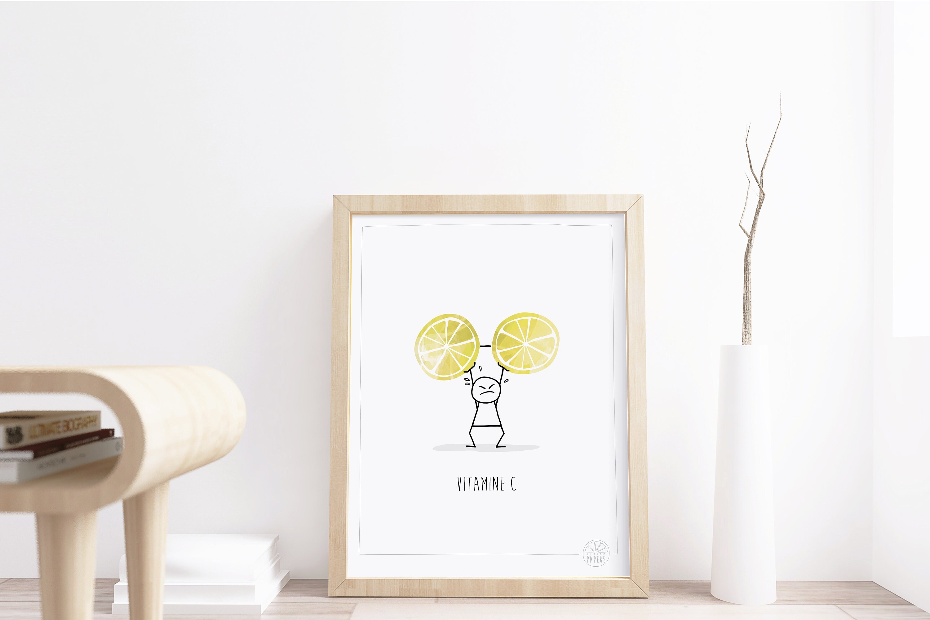 Affiche A4 ou A3 Vitaminec ©Insidepapers Citron Lemon Minimalisme Illustration Scandinave Style