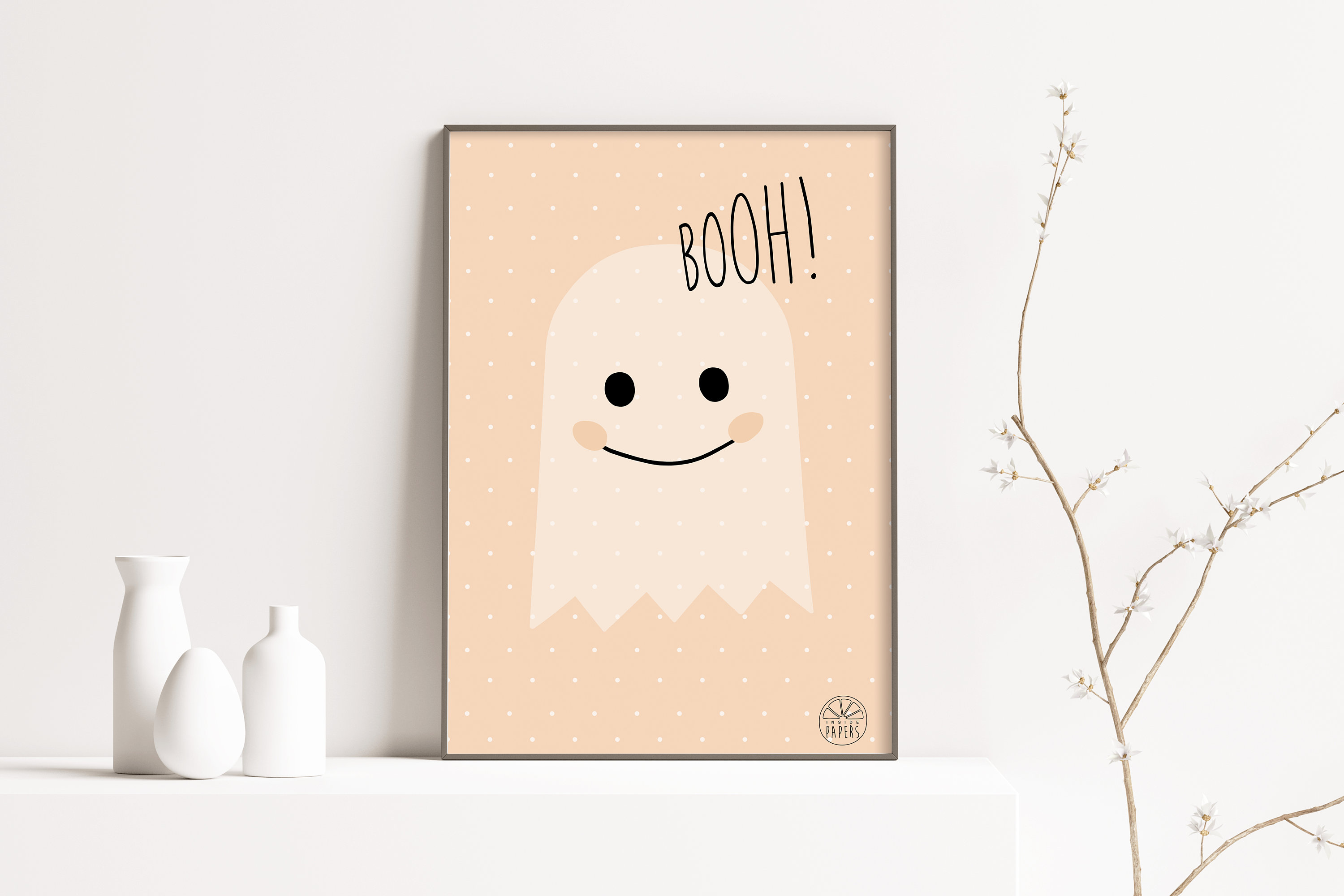 Affiche 30x40 Booh Le Fantôme Poster High Quality Insidepapers Illustration Enfant Décoration Chambr