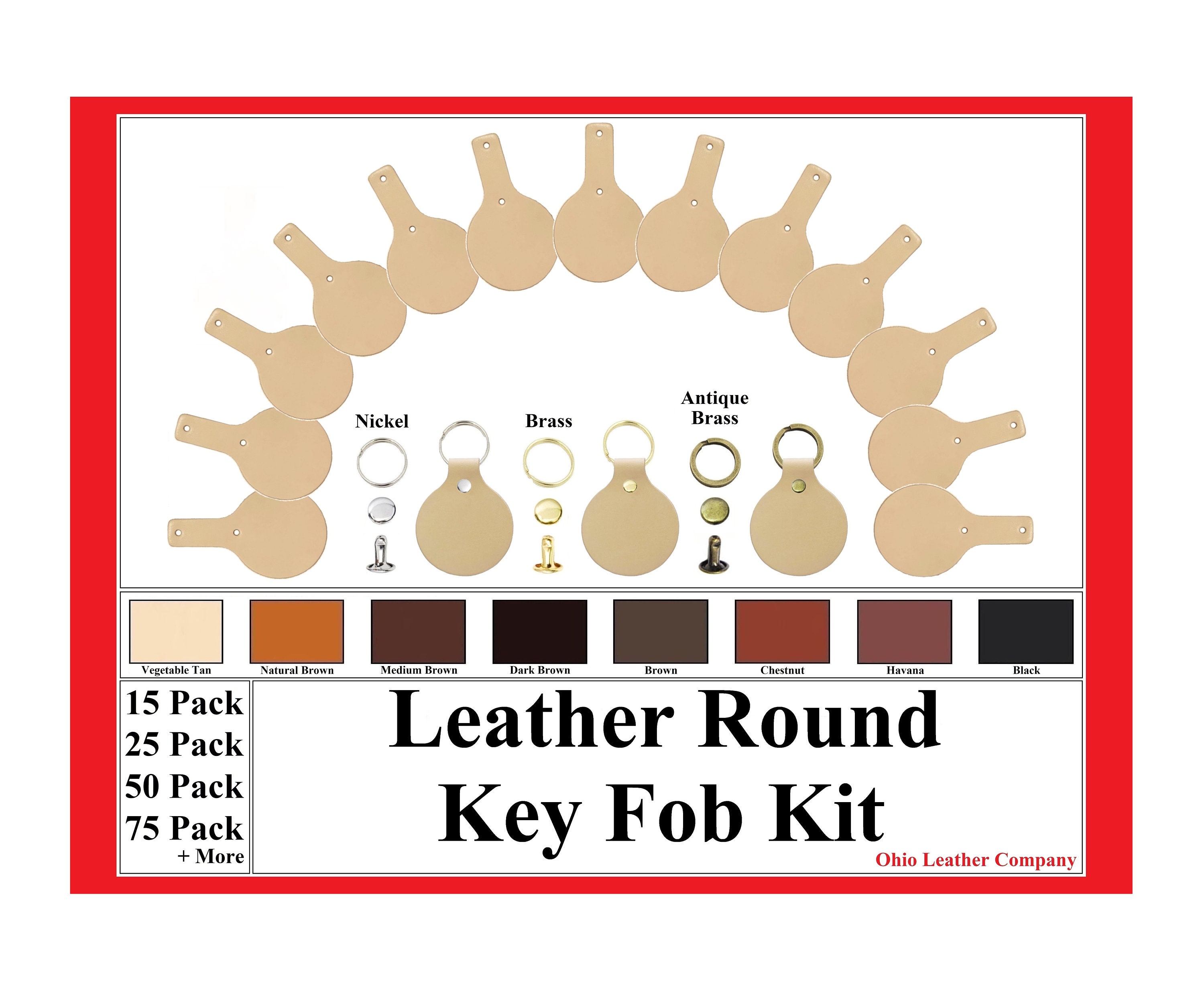 Leather Keychains Blanks 10 Pack-DIY Unique Oval Shaped One Pieced Leather  Key Fobs Blanks-Hardware Included