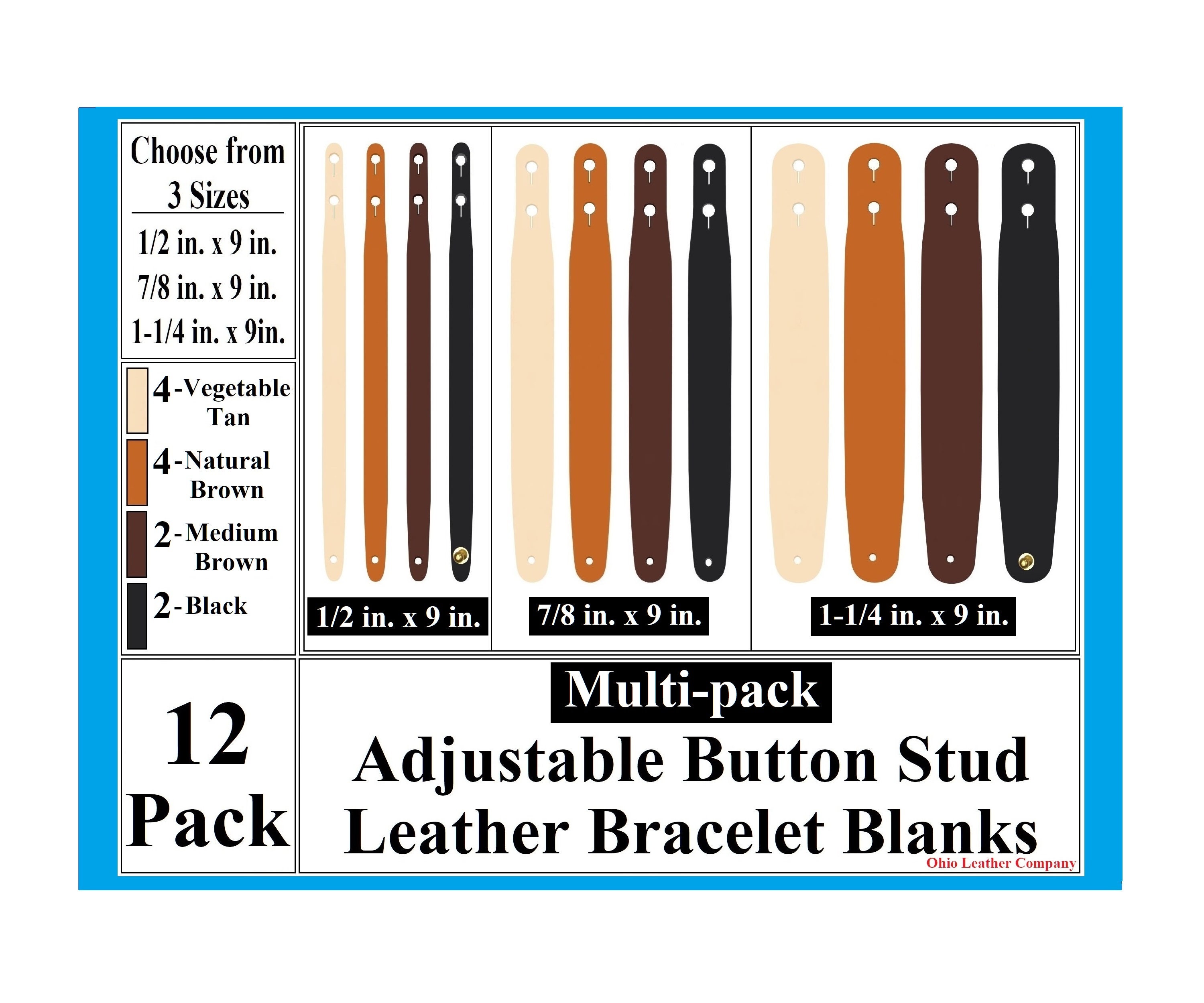 5 Color - MultiPack - Leather Concho Blanks