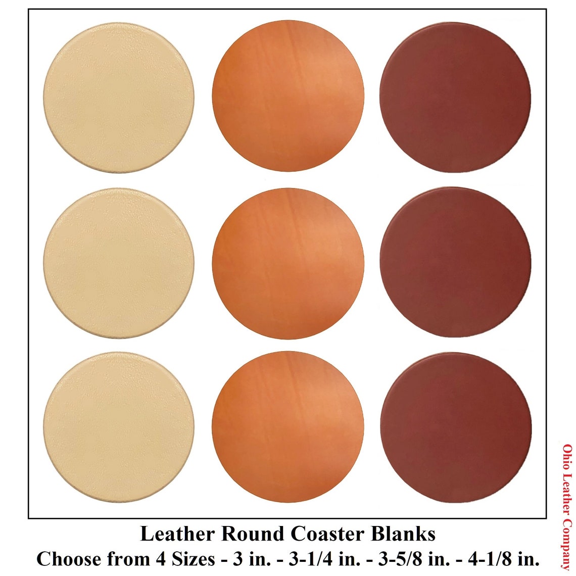 Leather Round Coaster Blanks 4 Sizes Round Leather Coaster Etsy
