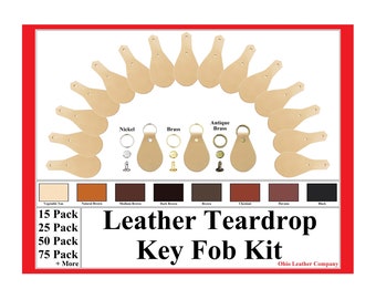 Leather Key Fob Kit - Leather Key Fob Blanks - Leather Teardrop Keychain - Leather Keychain - Leather Fob Blanks - Leather Keychain Kit