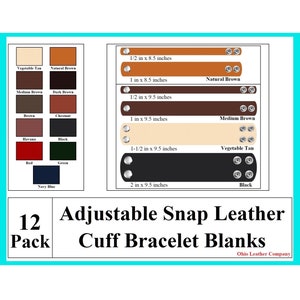 Adjustable leather Cuff Bracelet Blanks 12 Pack - Adjustable Leather Cuff Bracelet - Wide Bracelet Cuff - Adjustable Wide  Bracelet cuff