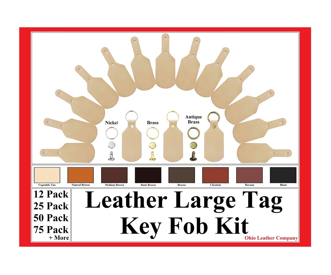 Leather Large Tag Key Fob Kit 25 Pk Leather Key Fob Blank Leather