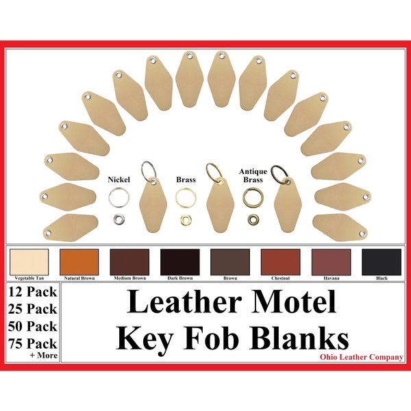 Leather Motel Key Fob Blanks - Leather Key Fob Blanks - Leather Motel Keychain - Leather Motel Keychain Kit - Custom Leather Keychain