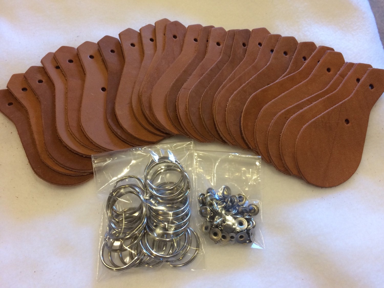 Leather Key Fob Kit 25 pack medium brown. Leather fob blanks Etsy