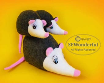 Opossum Possum Plush Stuffed Animal Sewing Pattern PDF