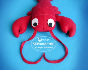 Lobster Plush Stuffed Animal Sewing Pattern PDF