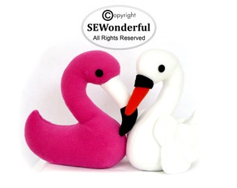 Swan and Flamingo Stuffed Animal Plushie Sewing Pattern PDF