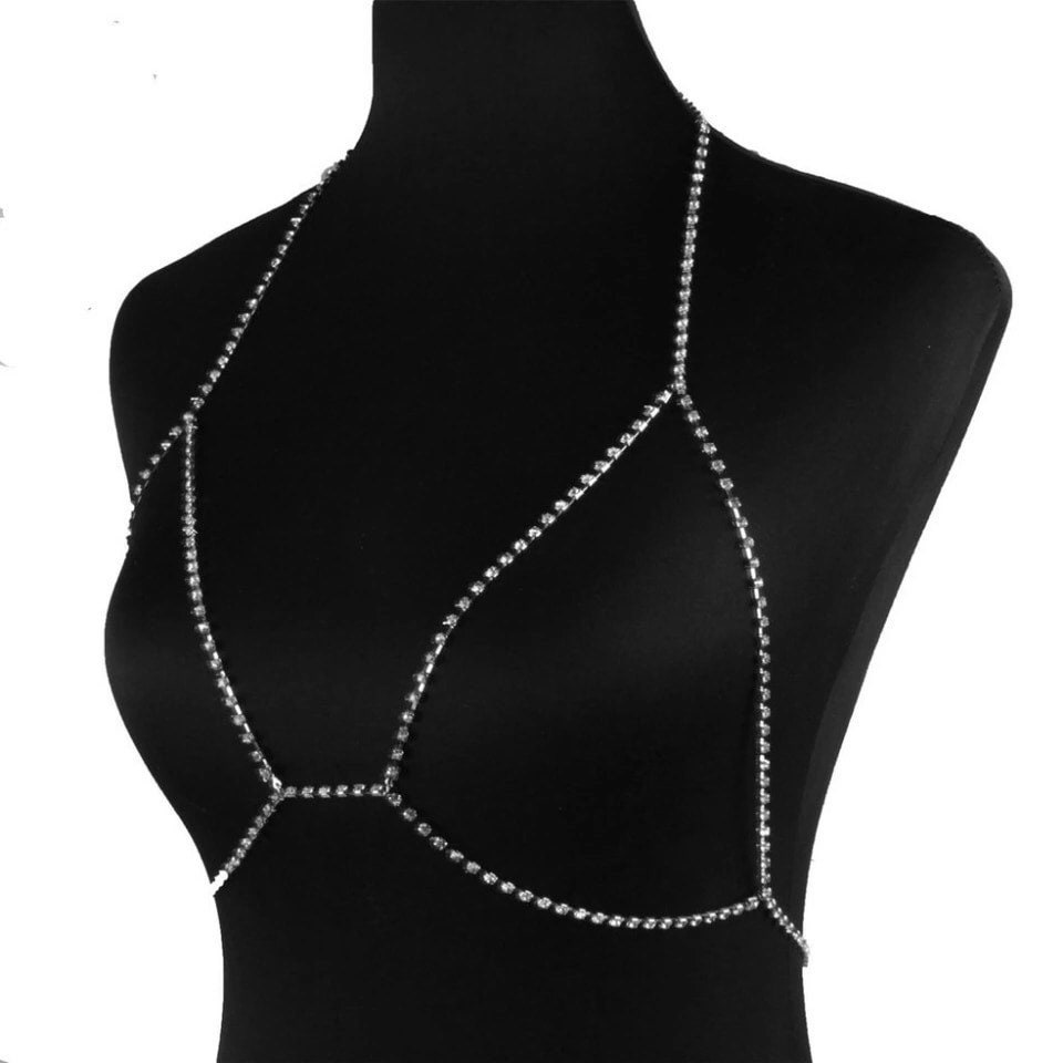 Priyanka Rhinestone Chain Bralette Necklace Body Chain Harness Etsy