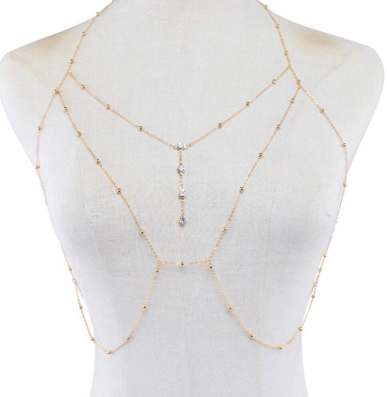 Valencia Chain Bralette Necklace Body Chain Harness Etsy