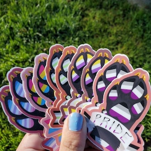 Pride Paw Stickers (Asexual, Pansexual, Agender, Bigender, Non-Binary)