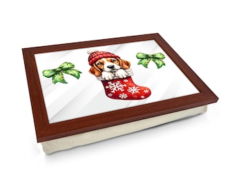 Beagle Weihnachten Rundes Tablett L1578 - Personalisieren | Laptop Schreibtisch | Essen und servieren | Basteln | Mehrzweckgeschenk für Zuhause