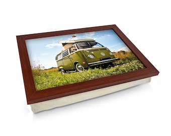 Personalised Top Quality Padded Laptray L0067 Red VW Campervan T1 Split Screen 