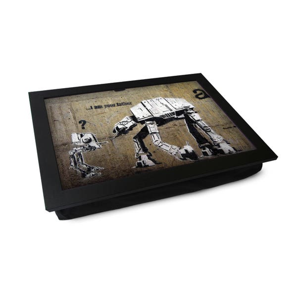 Banksy I Am Your Father Lap Tablett L472 | Personalisiertes Geschenk | Gepolstertes Laptray | Mehrzweck-Tablett | Laptop Schreibtisch | Handgefertigt in Großbritannien | 2 Größen