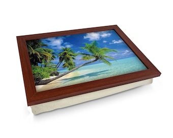 Tropical Beach Lap Tray - L0396 Personalised Gift | Unique Gift | Cushioned Laptray | High Quality | Laptop Desk